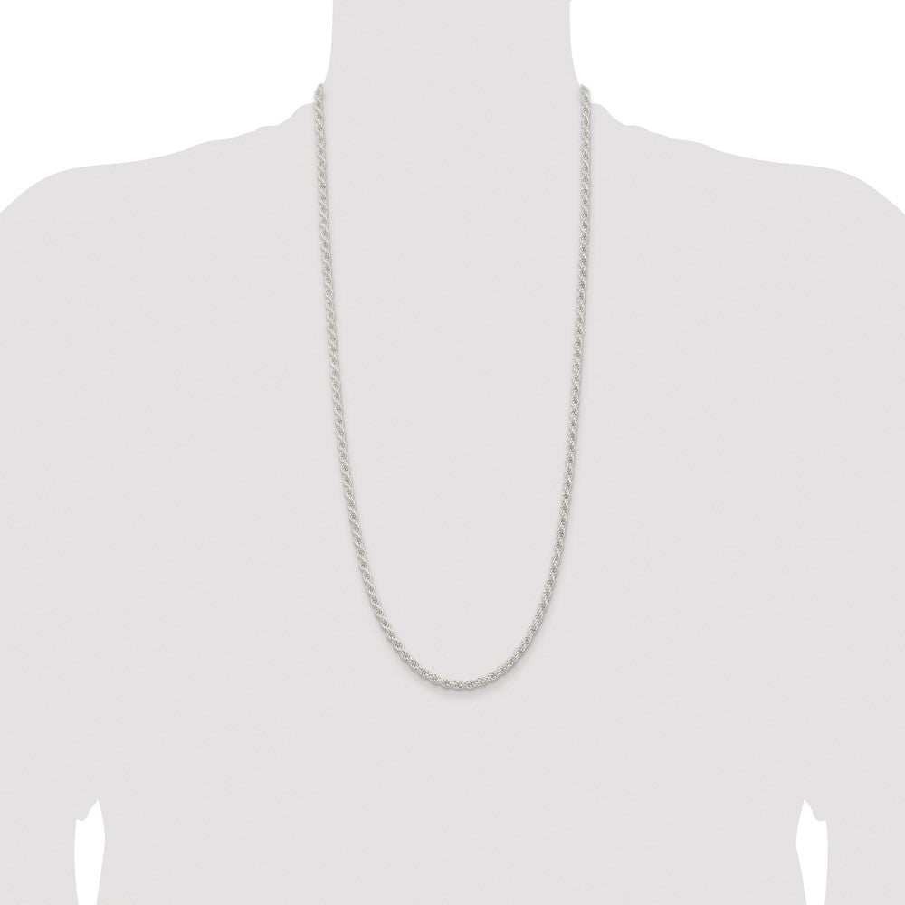 Buy Stylish Rhodium-Plated Sterling Silver 4.5mm Solid Rope Chain - Affordable Luxury