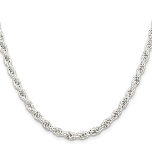 High-Quality Rhodium-Plated 5mm Sterling Silver Rope Chain - Stylish Value!