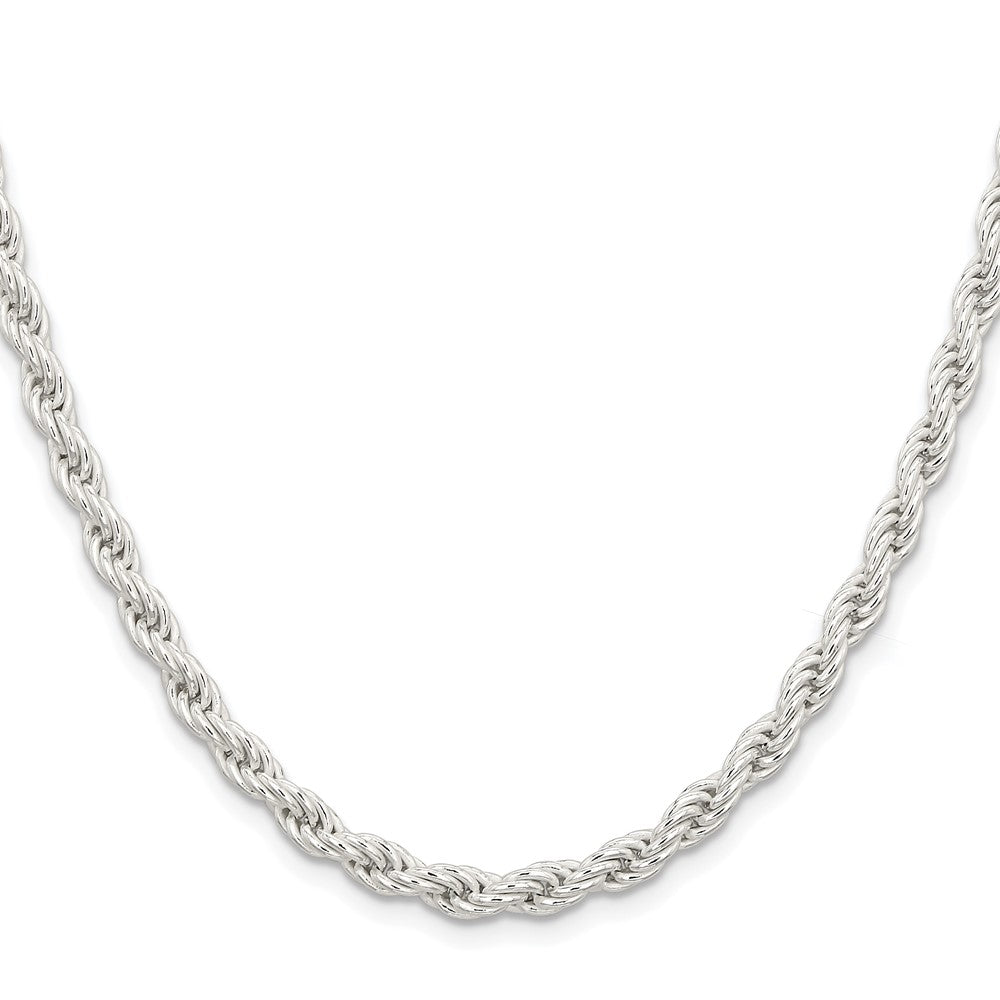 Buy Stylish 5mm Solid Rope Chain in Sterling Silver - Rhodium-Plated Luxury