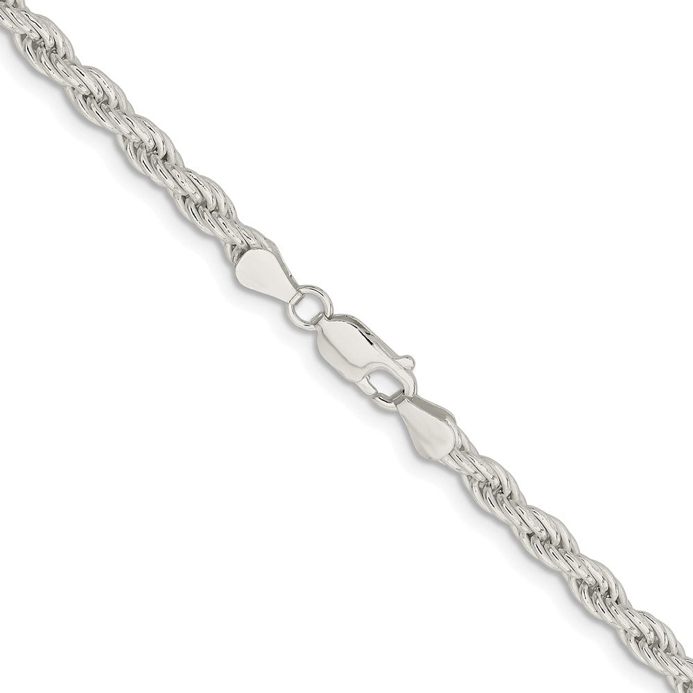 Buy Stylish 5mm Solid Rope Chain in Sterling Silver - Rhodium-Plated Luxury