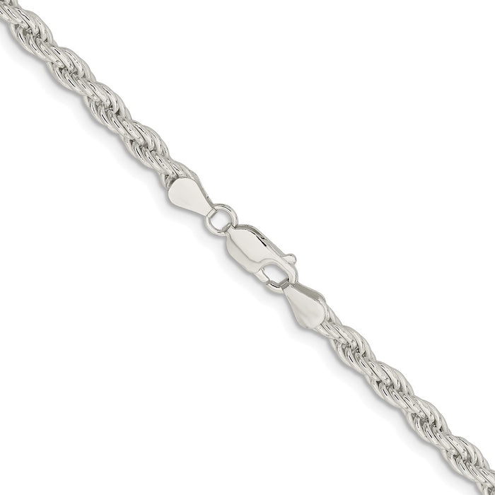 Buy Stylish 5mm Rhodium-Plated Solid Rope Chain in Sterling Silver - Luxury Value!-3