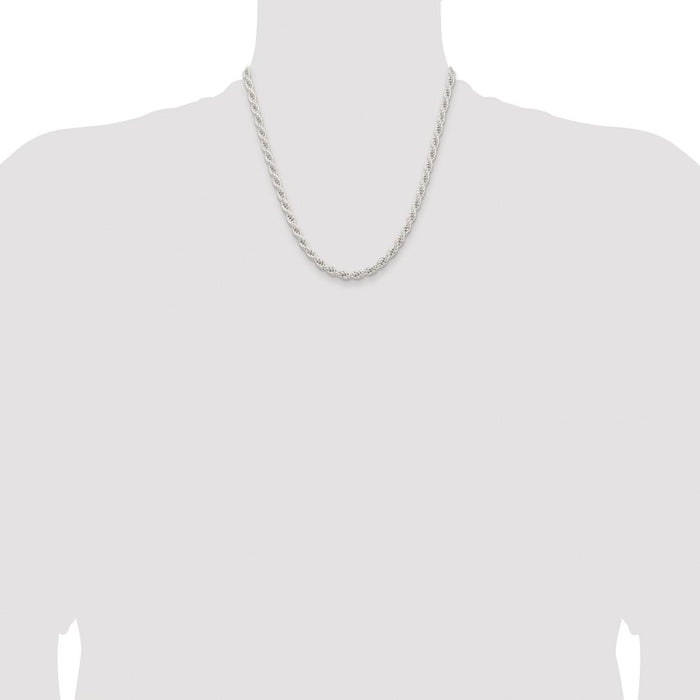 Buy Stylish Rhodium-Plated 5mm Solid Rope Chain in Sterling Silver - Affordable Elegance-4