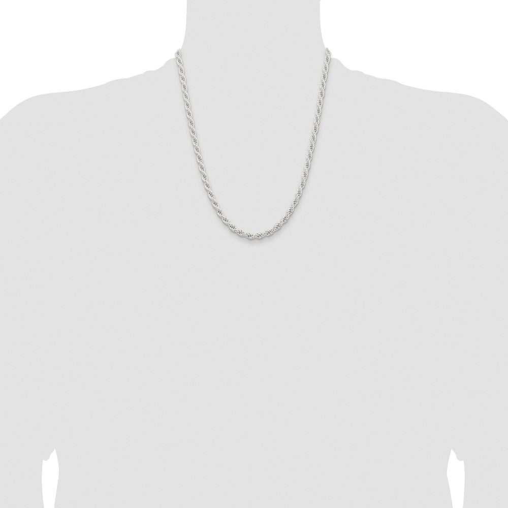 High-Quality Rhodium-Plated 5mm Sterling Silver Rope Chain - Stylish Value!