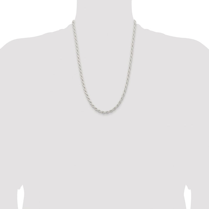 Buy Stylish 5mm Rhodium-Plated Solid Rope Chain in Sterling Silver-4