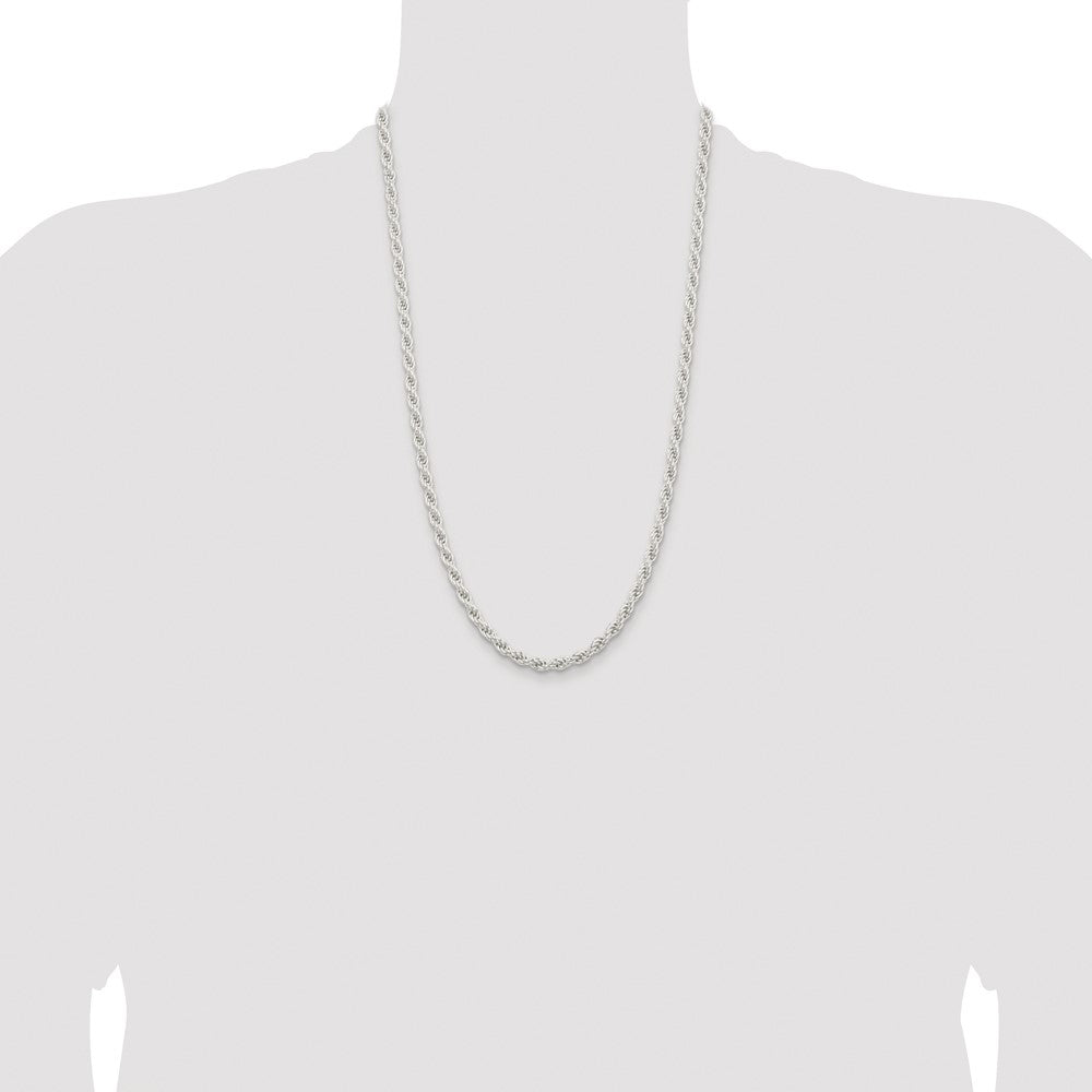 High-Quality Rhodium-Plated Sterling Silver 5mm Solid Rope Chain | Stylish Value