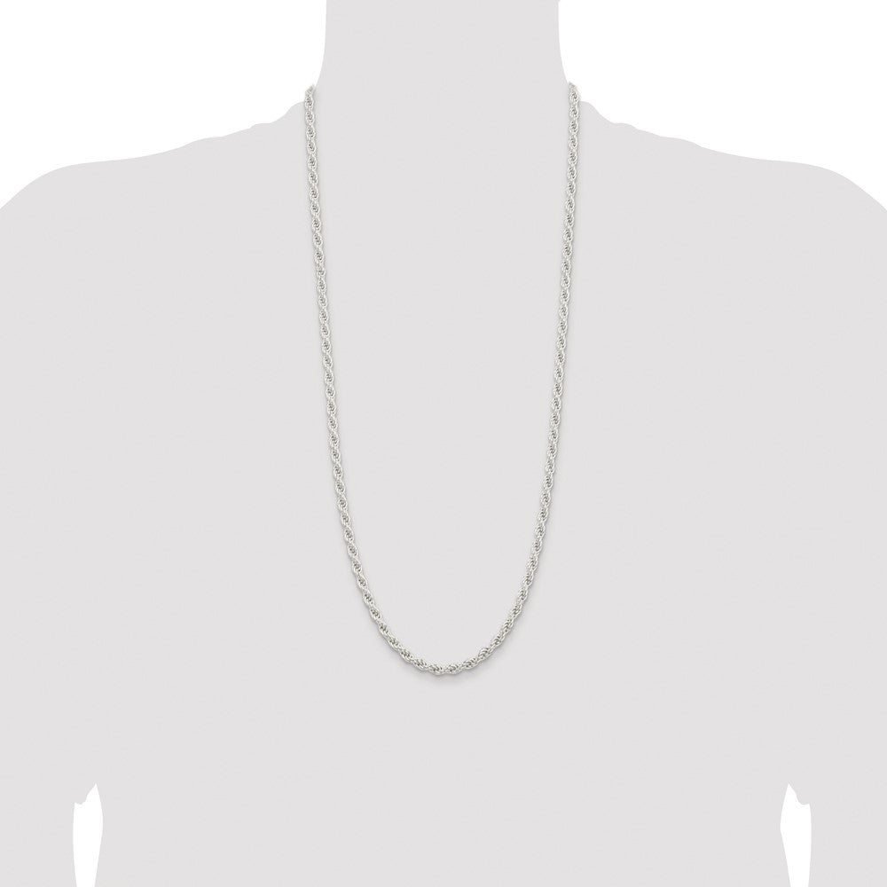 Buy Stylish 5mm Solid Rope Chain in Sterling Silver - Rhodium-Plated Luxury