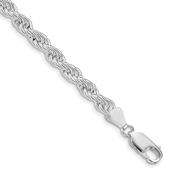 Rhodium-Plated 5mm Solid Rope Chain in Sterling Silver - Style GR1-1030209