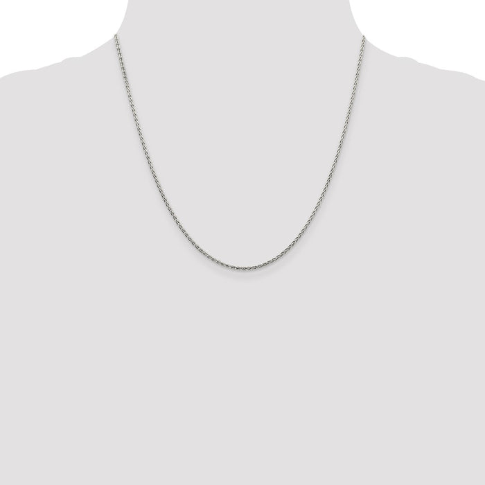 Buy Stylish Rhodium-Plated 1.5mm Diamond-Cut Spiga Chain in Sterling Silver-4