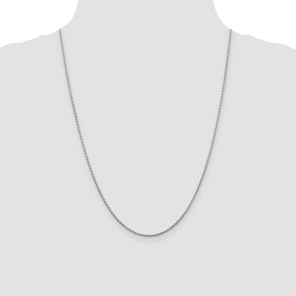 Buy Stylish 1.5mm Rhodium-Plated Diamond-Cut Spiga Chain in Sterling Silver