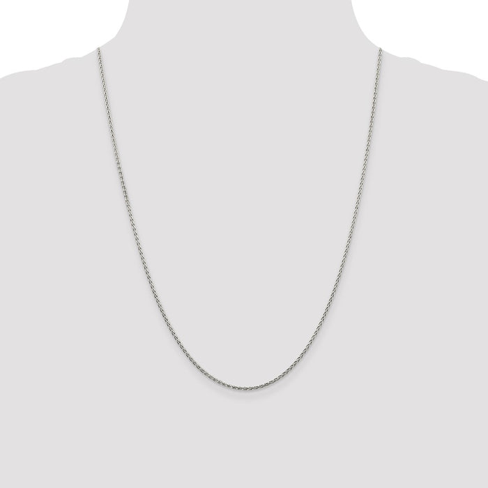 Buy Stylish 1.5mm Rhodium-Plated Diamond-Cut Spiga Chain in Sterling Silver-4