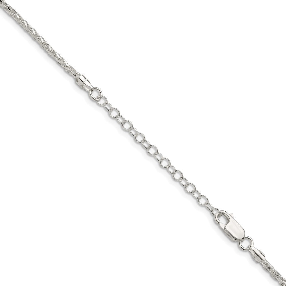 Designer 2mm Diamond-Cut Spiga Chain in Sterling Silver | Stylish 2-Inch Extension