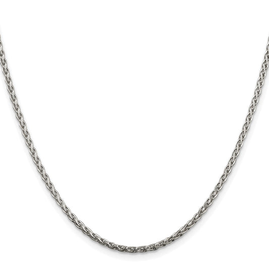 High-Quality Rhodium-Plated 2mm Diamond-Cut Spiga Chain | Stylish Sterling Silver