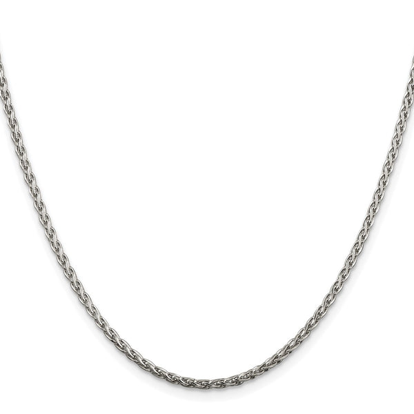2mm Rhodium-Plated Sterling Silver Diamond-Cut Spiga Chain