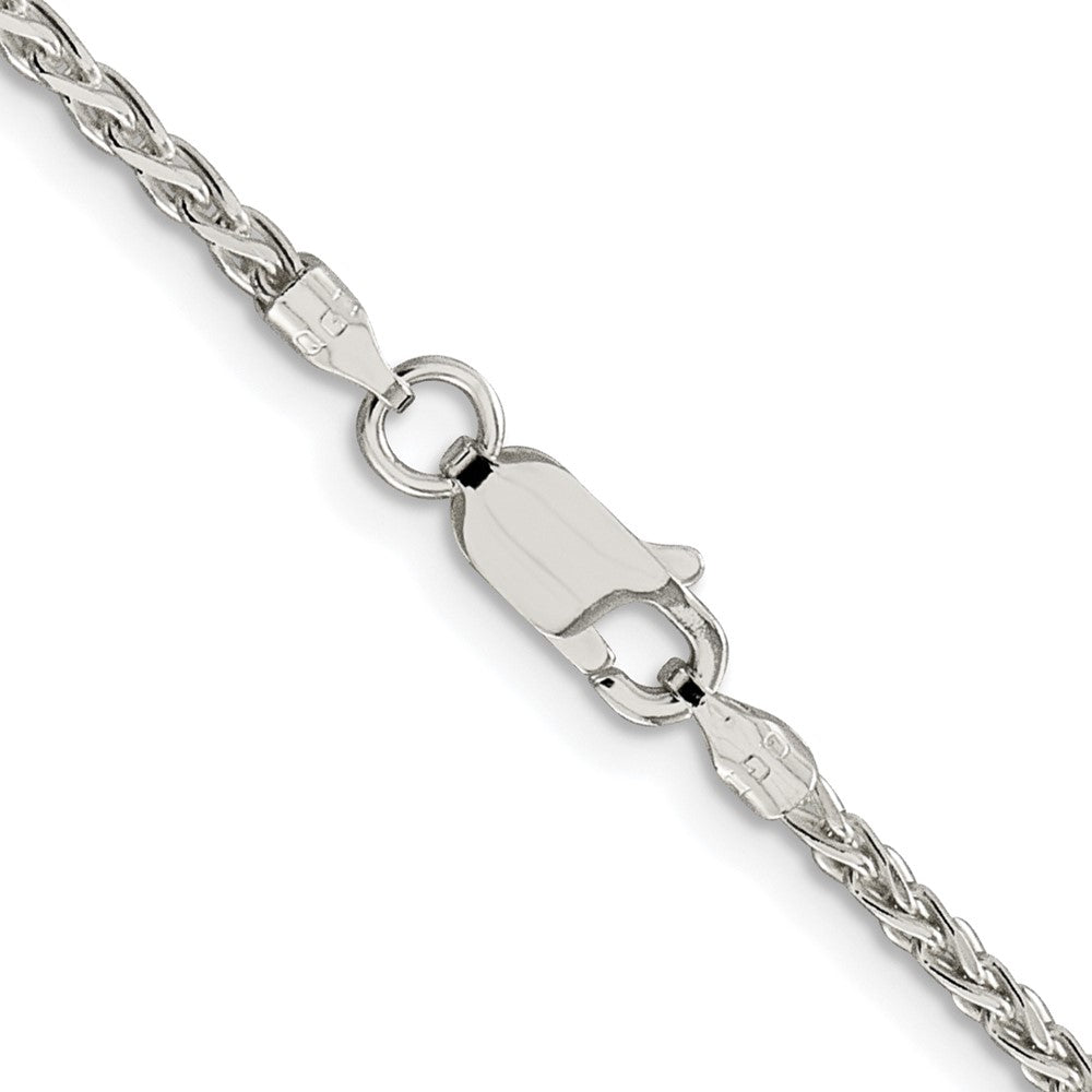 High-Quality Rhodium-Plated 2mm Diamond-Cut Spiga Chain in Sterling Silver