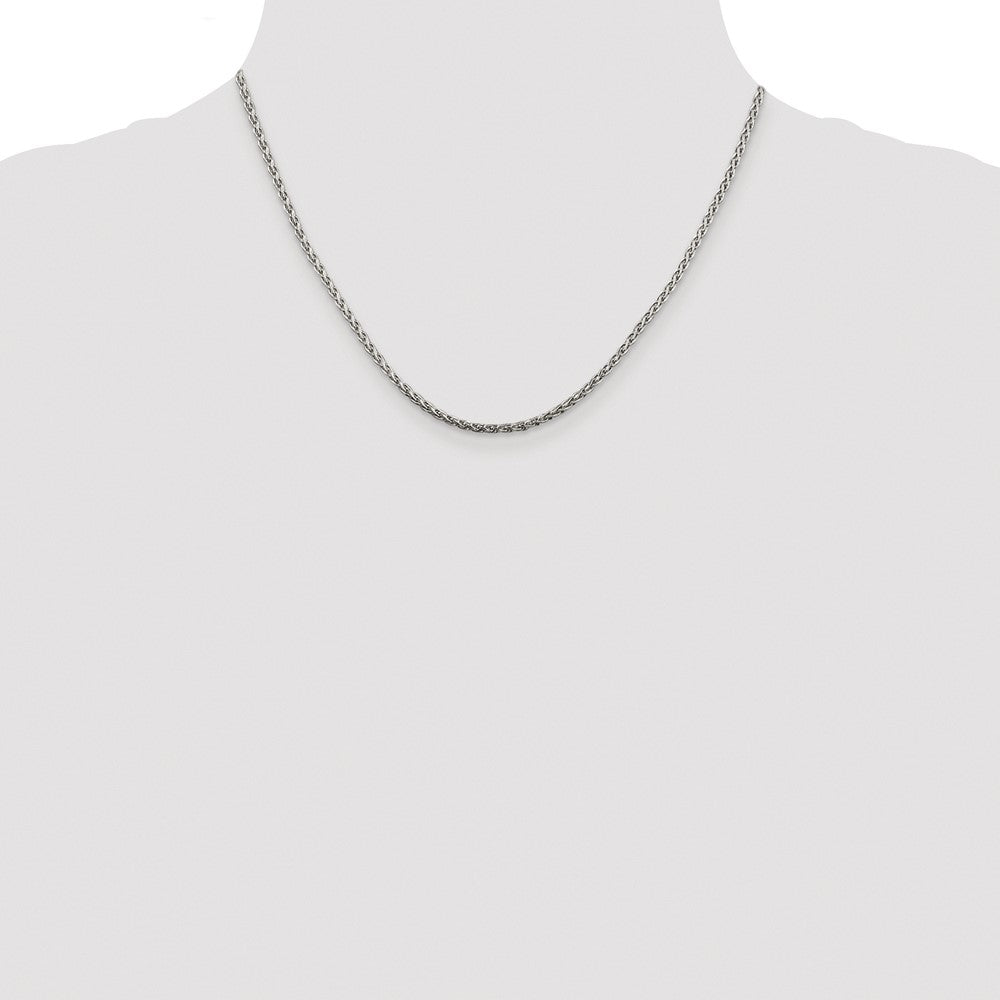 Buy Stylish 2mm Rhodium-Plated Diamond-Cut Spiga Chain in Sterling Silver
