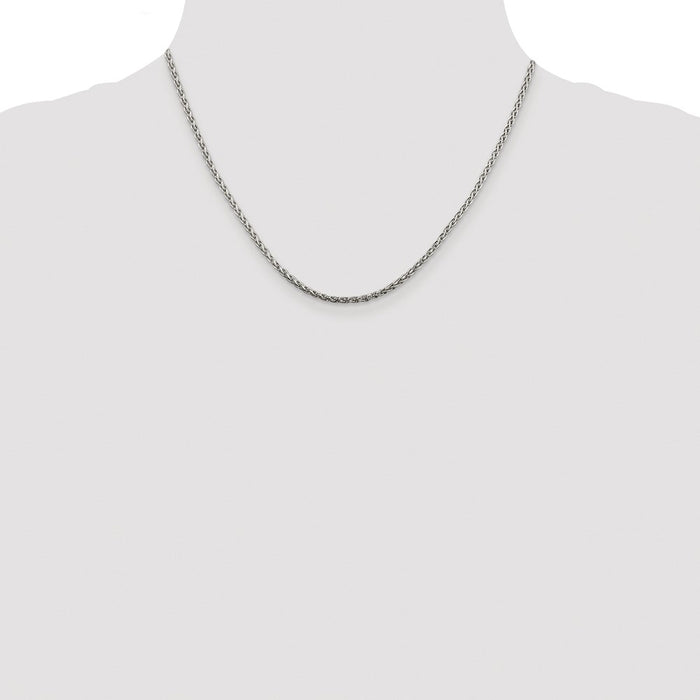 Buy Stylish 2mm Rhodium-Plated Diamond-Cut Spiga Chain in Sterling Silver-4