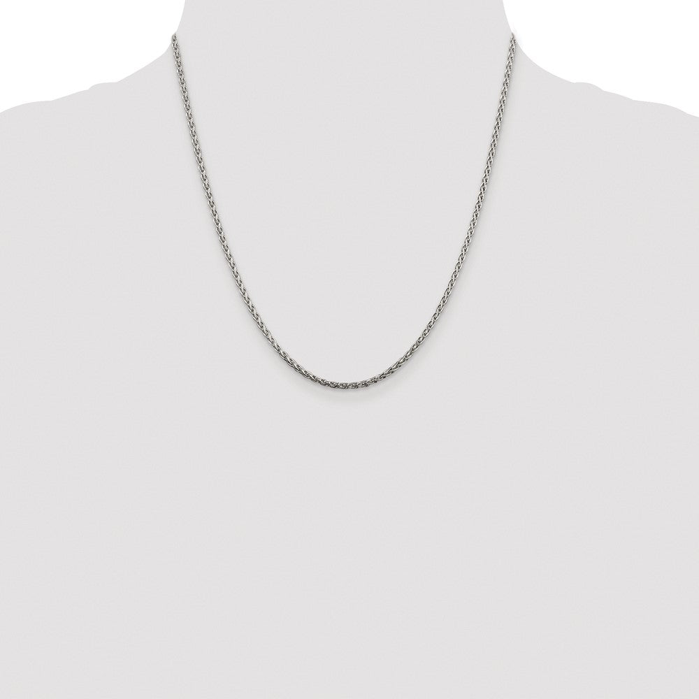 Buy Exclusive 2mm Diamond-Cut Spiga Chain in Rhodium-Plated Sterling Silver