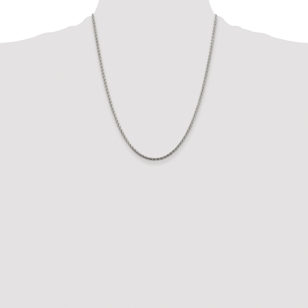 Exclusive Rhodium-Plated Sterling Silver 2mm Diamond-Cut Spiga Chain - Luxury Value!
