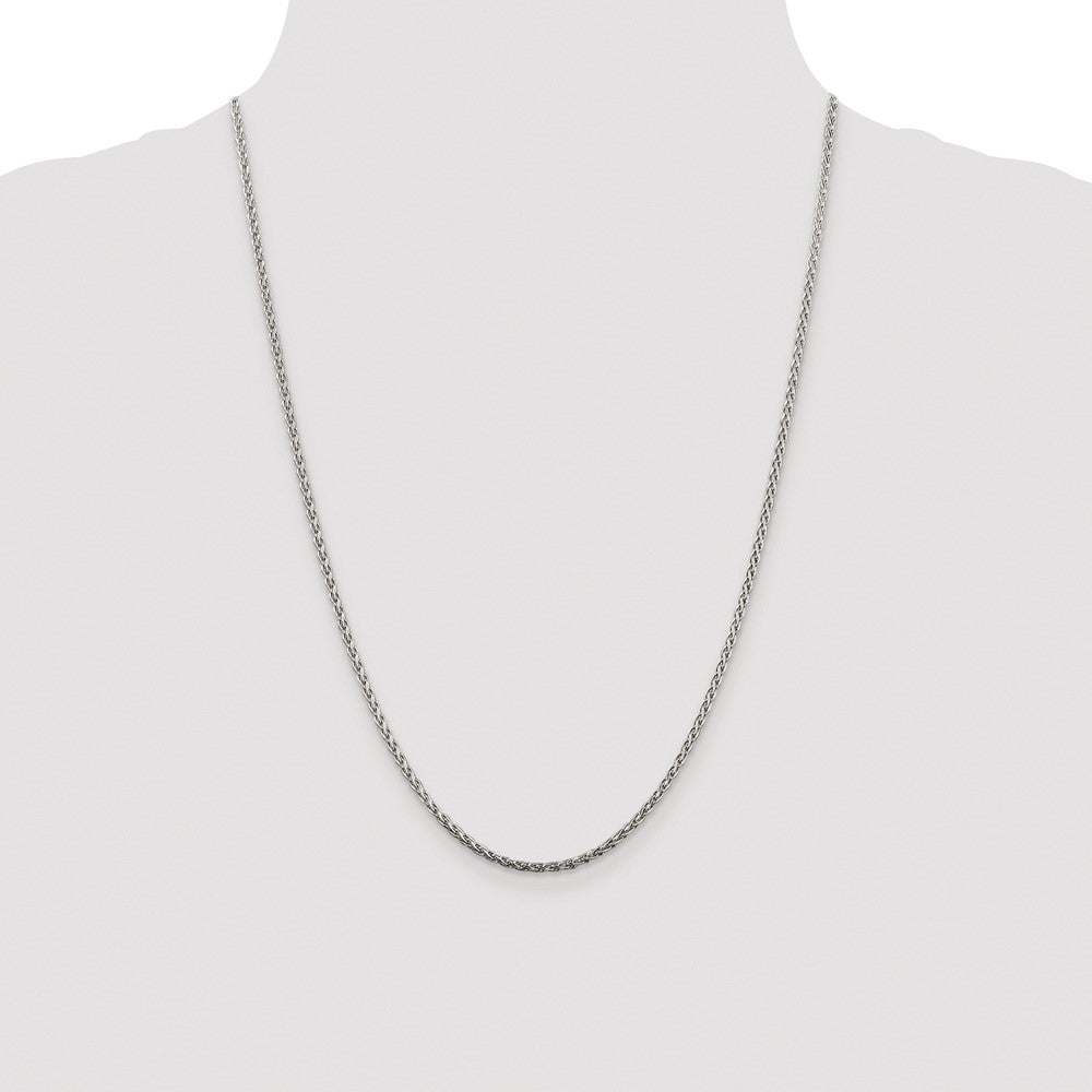 High-quality Rhodium-Plated 2mm Diamond-Cut Spiga Chain in Sterling Silver