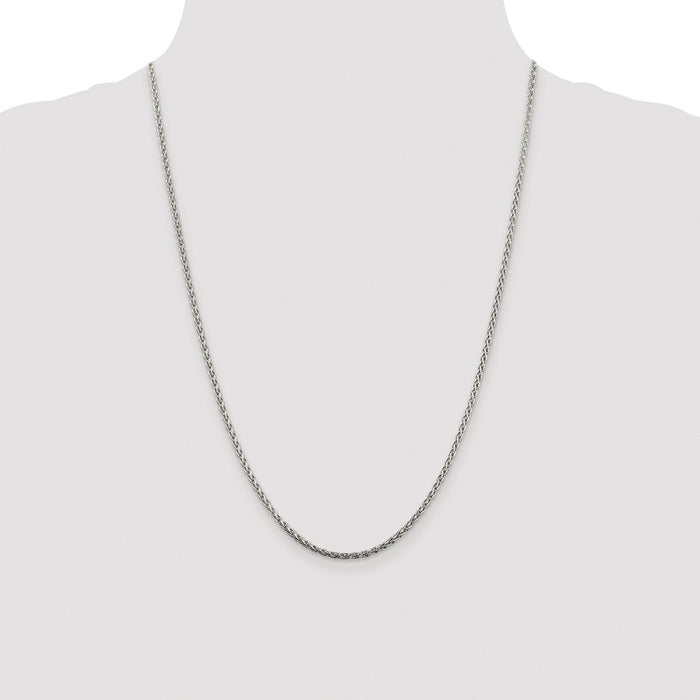 High-quality Rhodium-Plated 2mm Diamond-Cut Spiga Chain in Sterling Silver-4