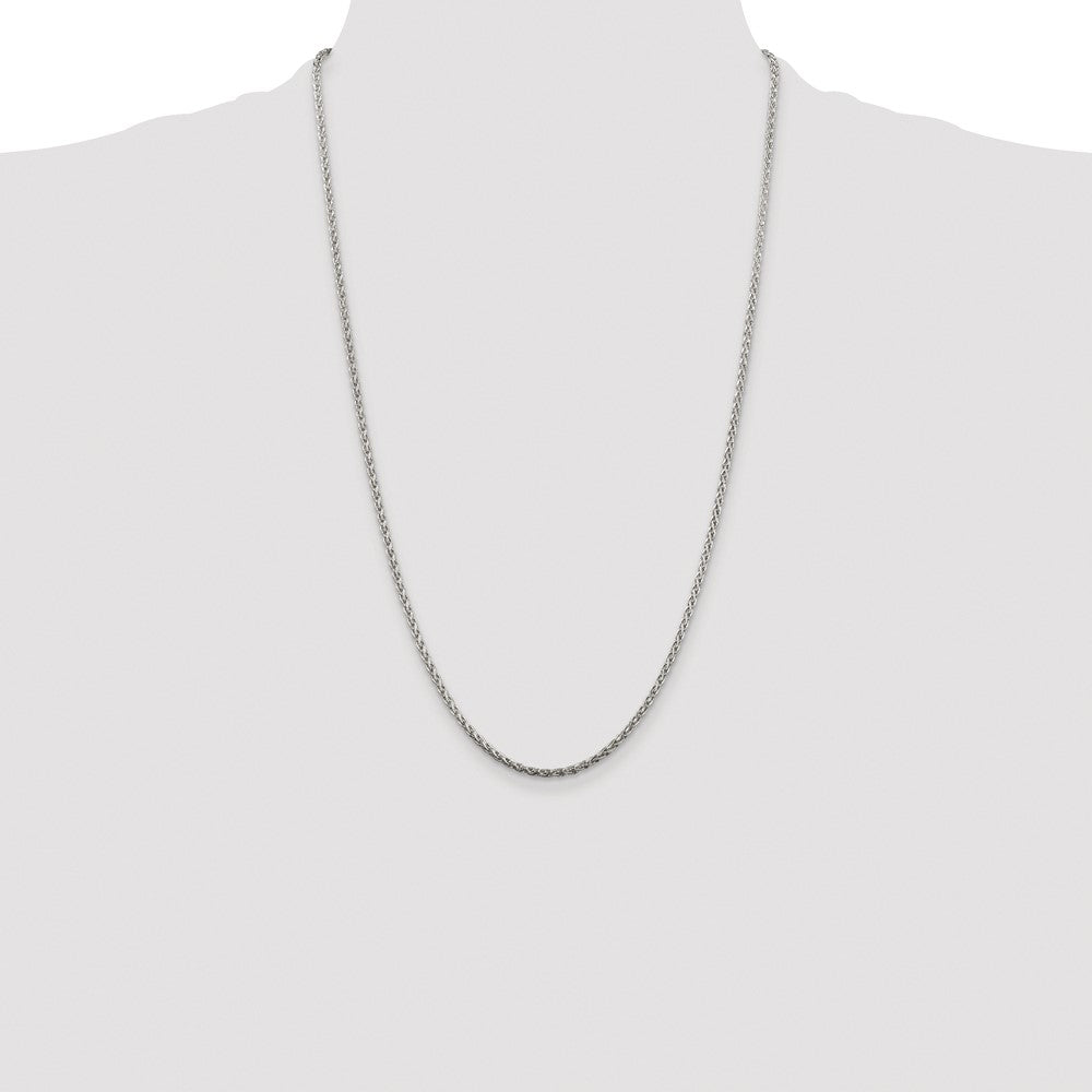 Exclusive 2mm Diamond-Cut Spiga Chain in Rhodium-Plated Sterling Silver