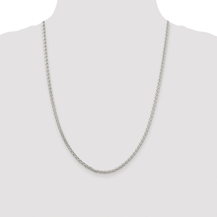 Buy 2.75mm Diamond-Cut Spiga Chain - Rhodium-Plated Sterling Silver Luxury-4