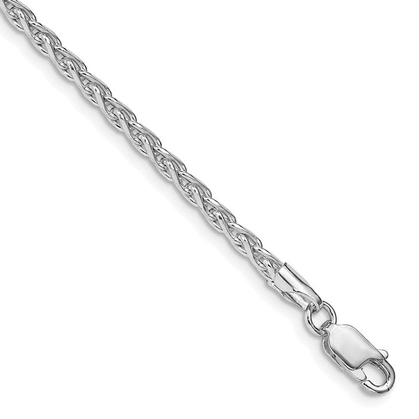 Rhodium-Plated Sterling Silver 2.75mm Diamond-Cut Chain