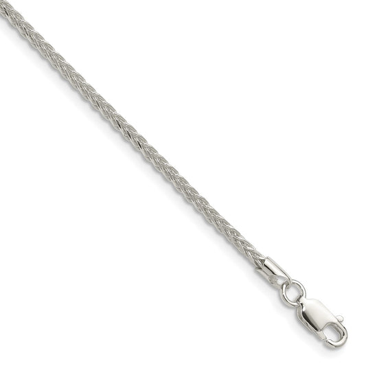 High-Quality 2.1mm Diamond-Cut Square Spiga Chain in Sterling Silver - Stylish Value!