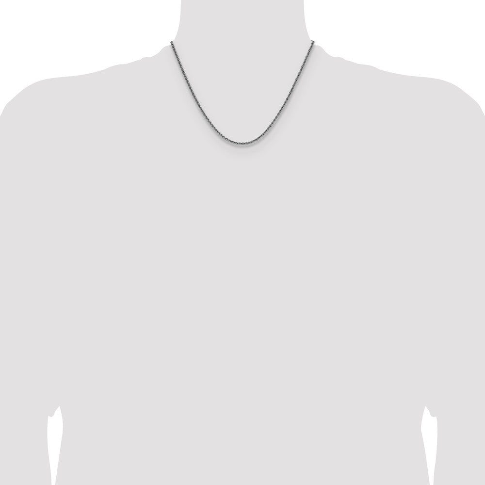 Buy Stylish Rhodium-Plated Sterling Silver 2.5mm Diamond-Cut Spiga Chain