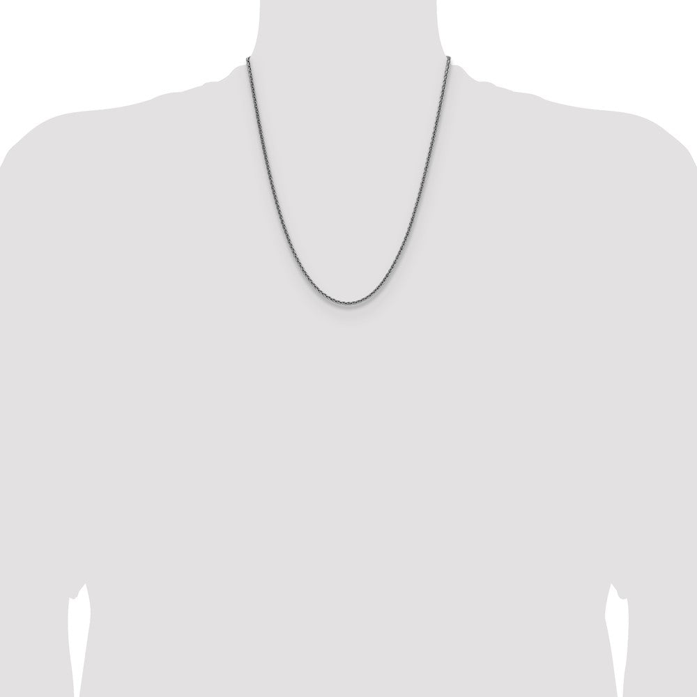 Buy Stylish 2.5mm Rhodium-Plated Sterling Silver Diamond-Cut Chain