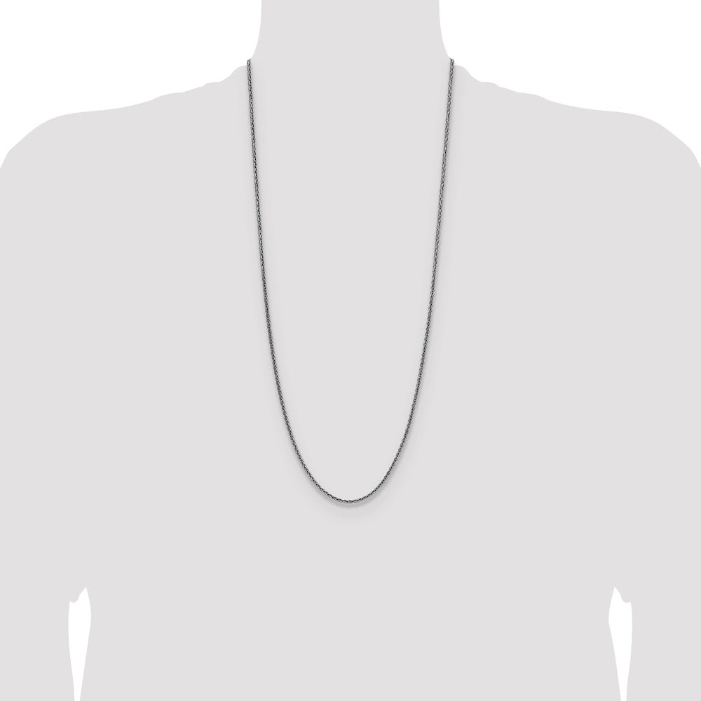 Buy Stylish 2.5mm Rhodium-Plated Sterling Silver Square Spiga Chain