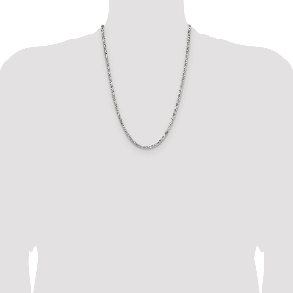 Buy Stylish 3.5mm Diamond-Cut Square Spiga Chain Necklace in Sterling Silver