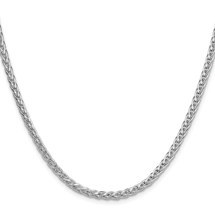 Buy Stylish 3.5mm Rhodium-Plated Sterling Silver Diamond-Cut Spiga Chain-2