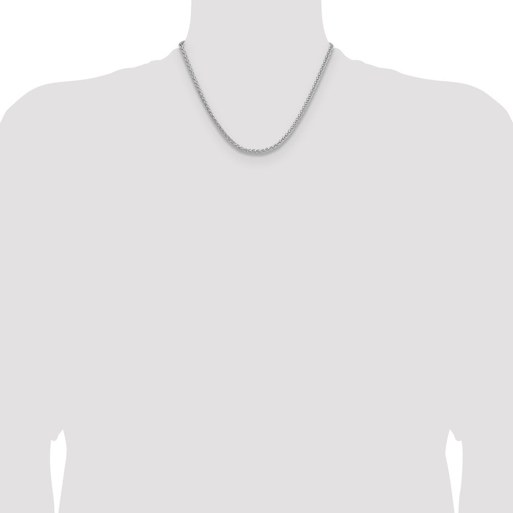Buy Stylish 3.5mm Rhodium-Plated Sterling Silver Diamond-Cut Spiga Chain