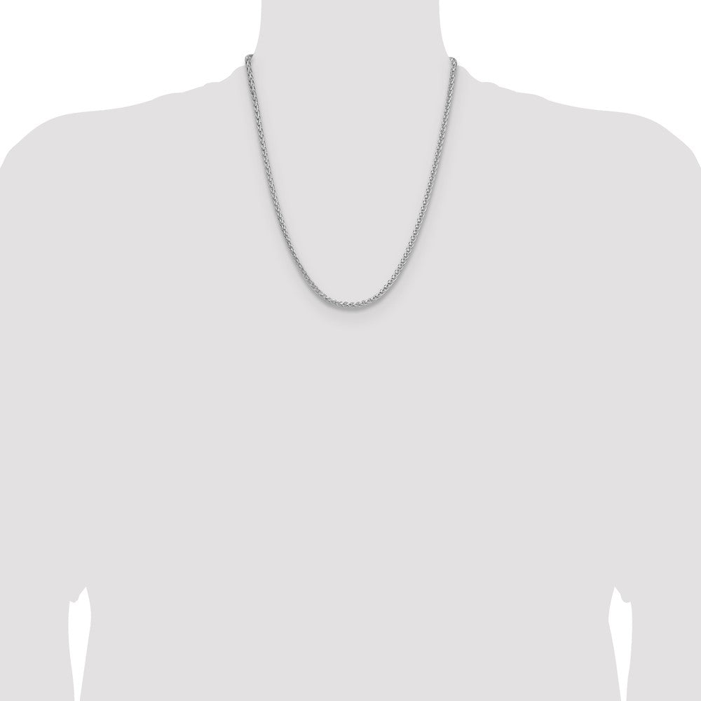 Buy Stylish Rhodium-Plated Sterling Silver 3.5mm Diamond-Cut Spiga Chain