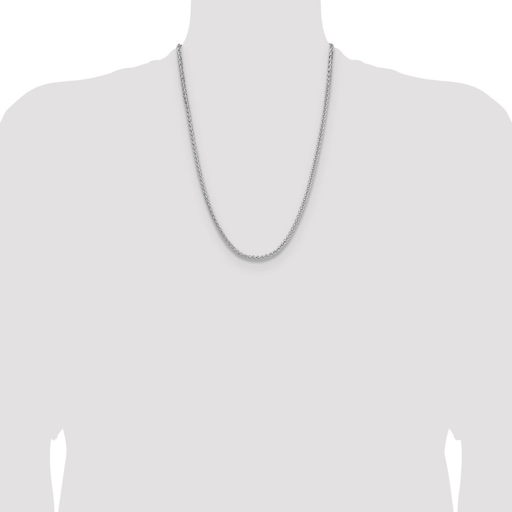 Buy Stylish 3.5mm Rhodium-Plated Sterling Silver Diamond-Cut Spiga Chain
