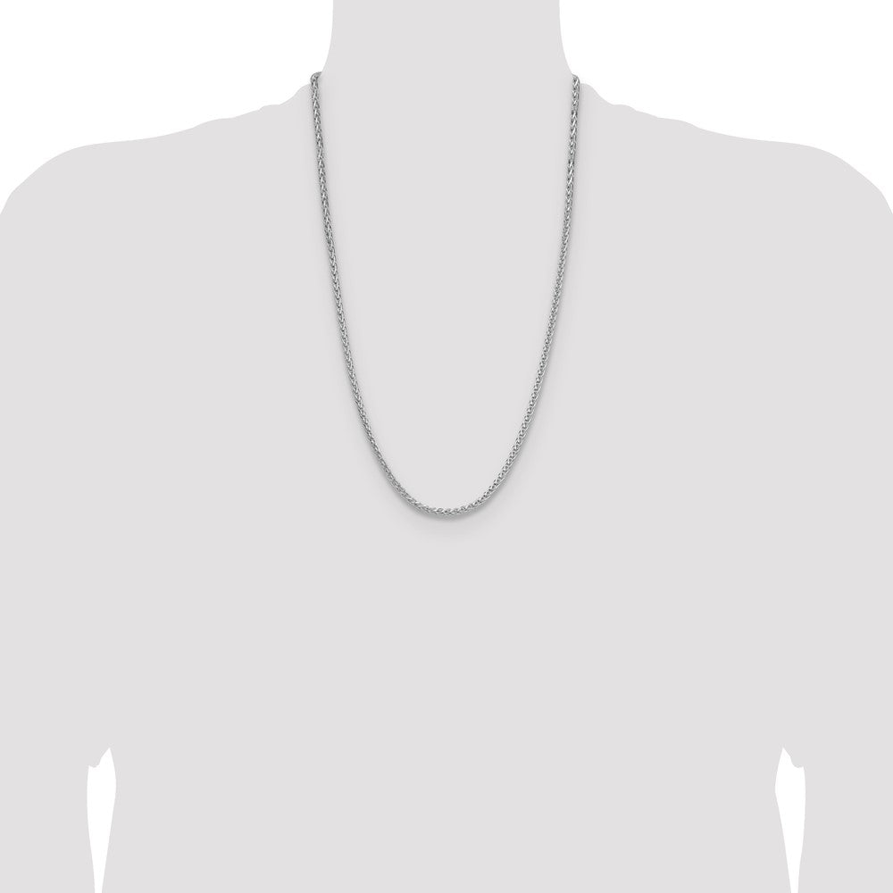Buy Stylish 3.5mm Rhodium-Plated Sterling Silver Diamond-Cut Spiga Chain
