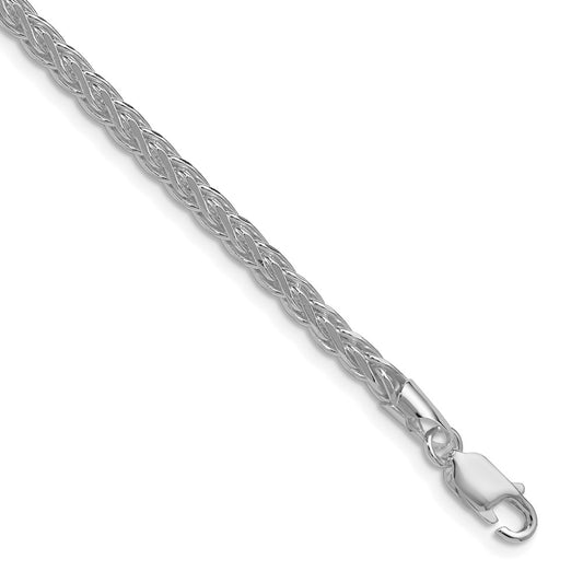 Buy Stylish 3.5mm Rhodium-Plated Sterling Silver Diamond-Cut Spiga Chain