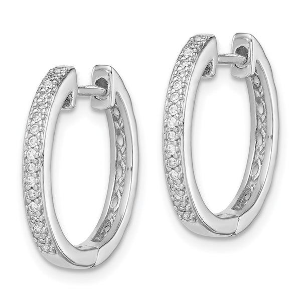 Rhodium-Plated Sterling Silver Diamond Earrings