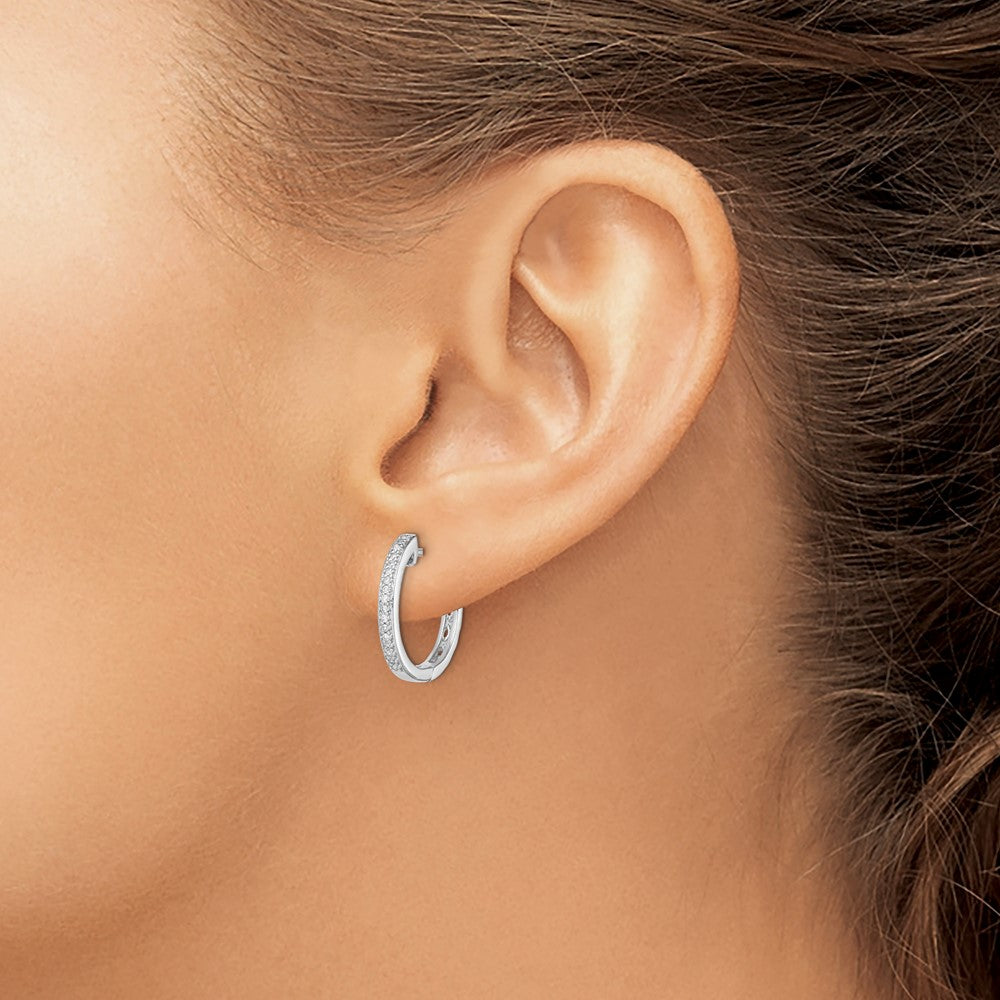 High-Quality Rhodium-Plated Sterling Silver Diamond Earrings - Stylish Value!