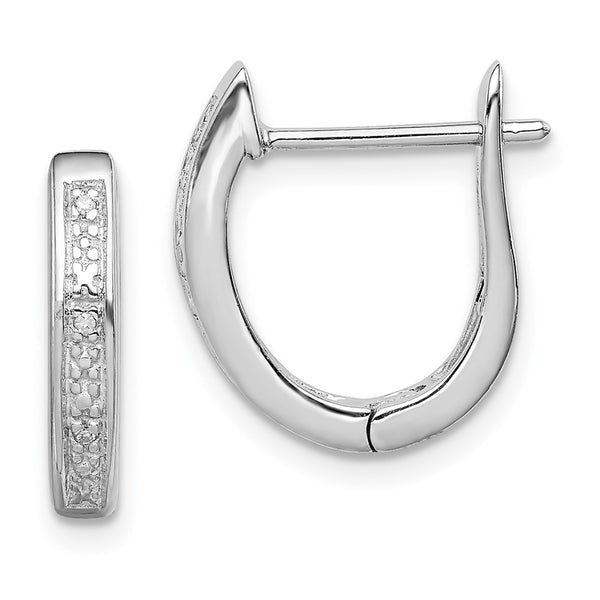 Rhodium-Plated Sterling Silver Diamond Hoop Earrings - Style GR1-1008008