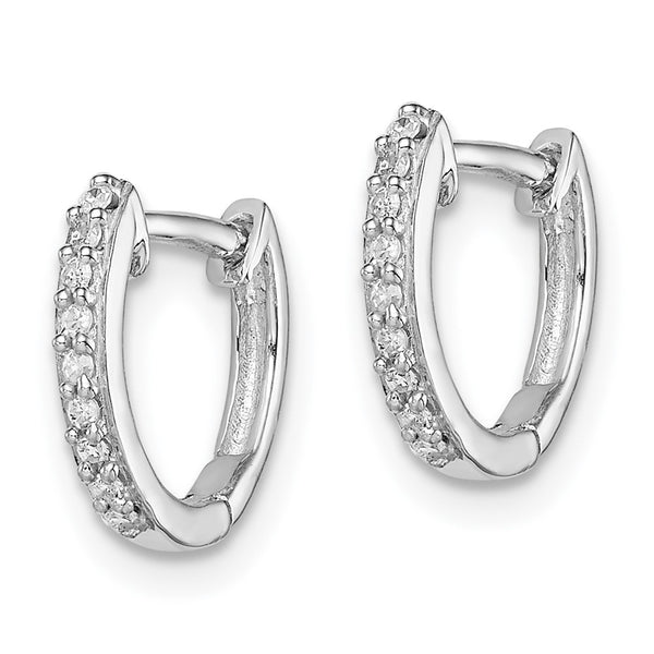 Rhodium-Plated Sterling Silver Diamond Huggie Earrings - Style GR1-1008010