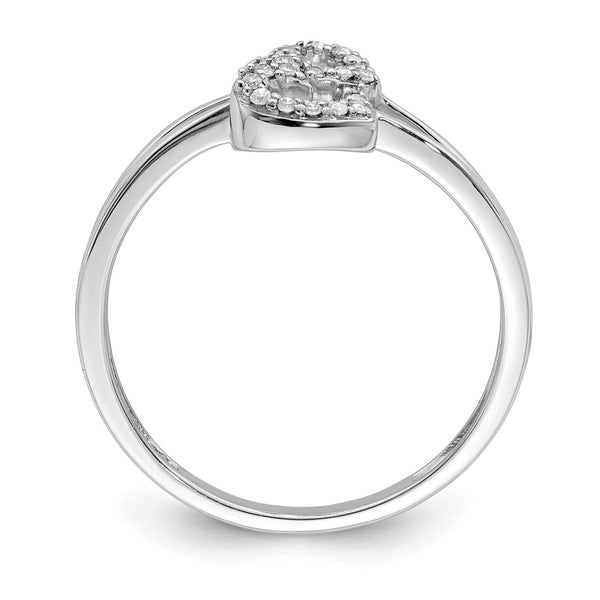 Rhodium-Plated Sterling Silver Diamond Heart Ring - Joy