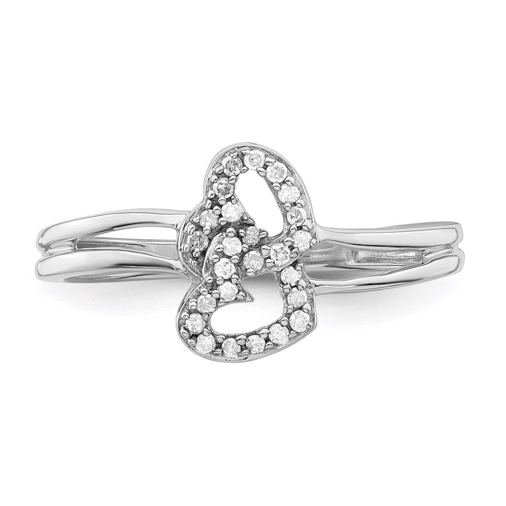Exclusive Rhodium-Plated Sterling Silver Diamond Heart Ring | Stylish Value