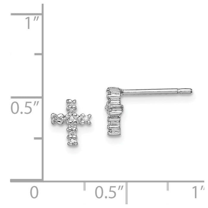 Buy Stylish Rhodium-Plated Sterling Silver Diamond Cross Stud Earrings-4