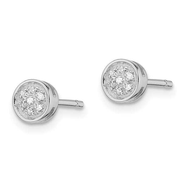 Rhodium-Plated Sterling Silver Diamond Circle Stud Earrings