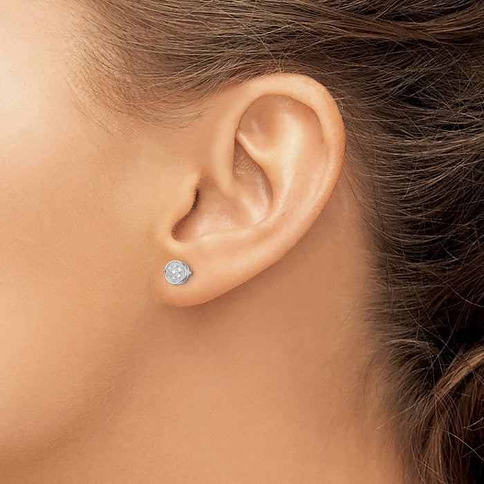 Buy Exclusive Rhodium-Plated Sterling Silver Diamond Circle Stud Earrings - Stylish & Affordable-3