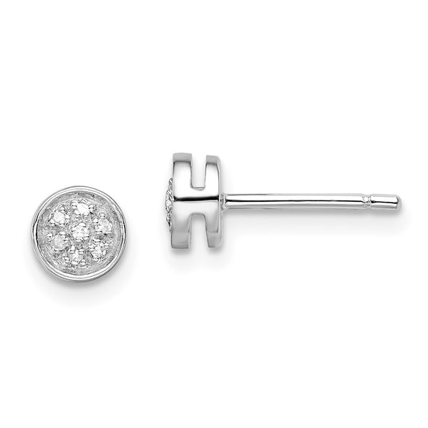 Rhodium-Plated Sterling Silver Diamond Circle Stud Earrings