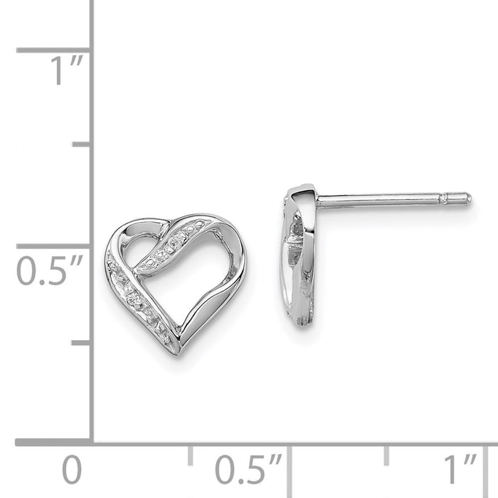 Buy Stylish Rhodium-Plated Sterling Silver Diamond Heart Stud Earrings-4