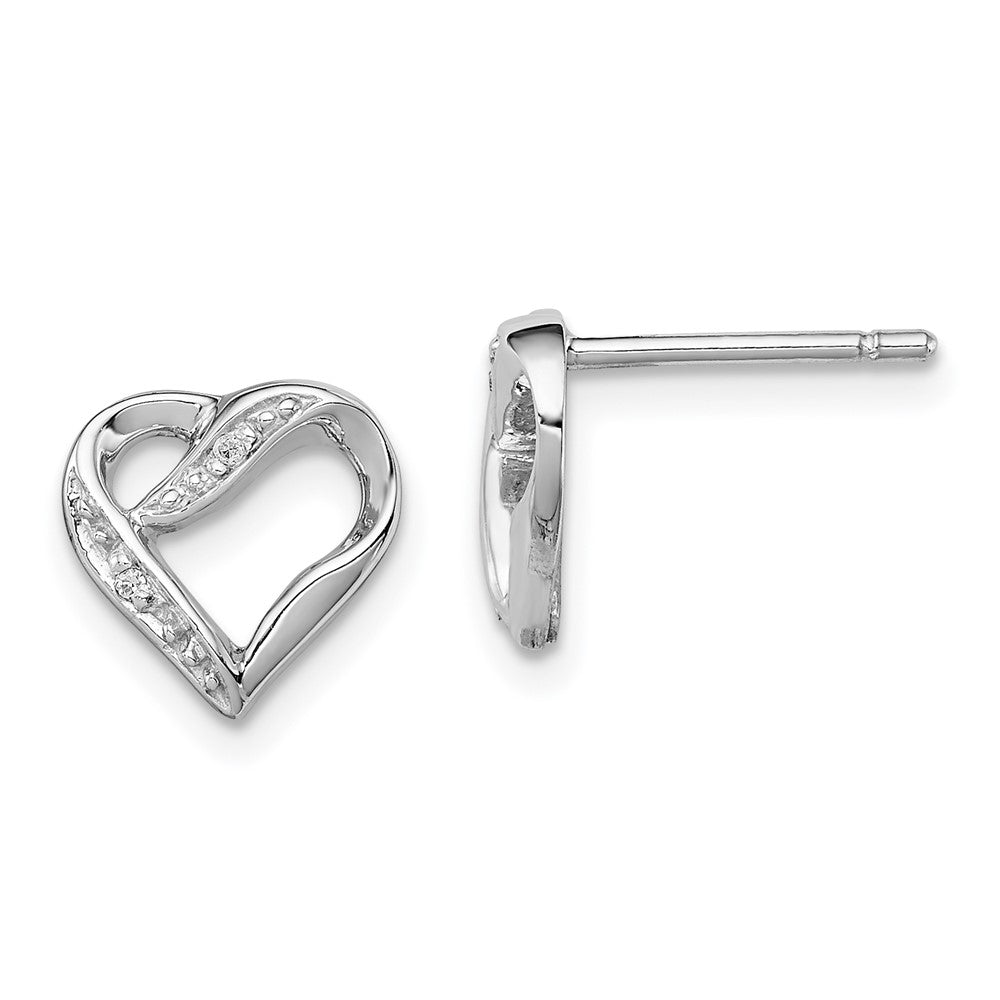 Buy Stylish Rhodium-Plated Sterling Silver Diamond Heart Stud Earrings